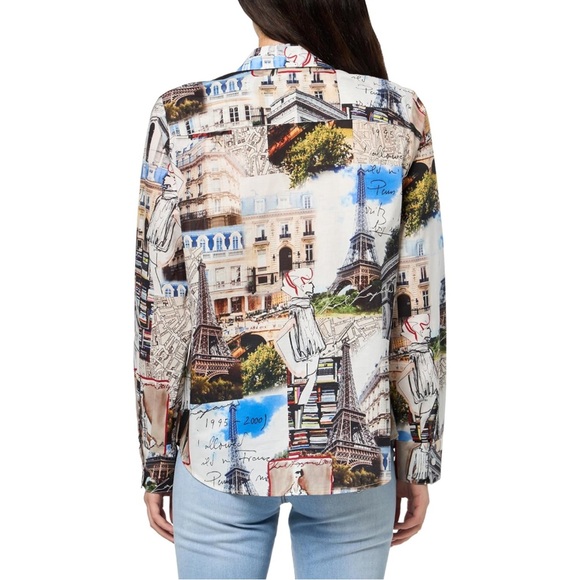 Karl Lagerfeld Paris Eiffel Tower Button Down Blouse NWT S - Picture 3 of 7